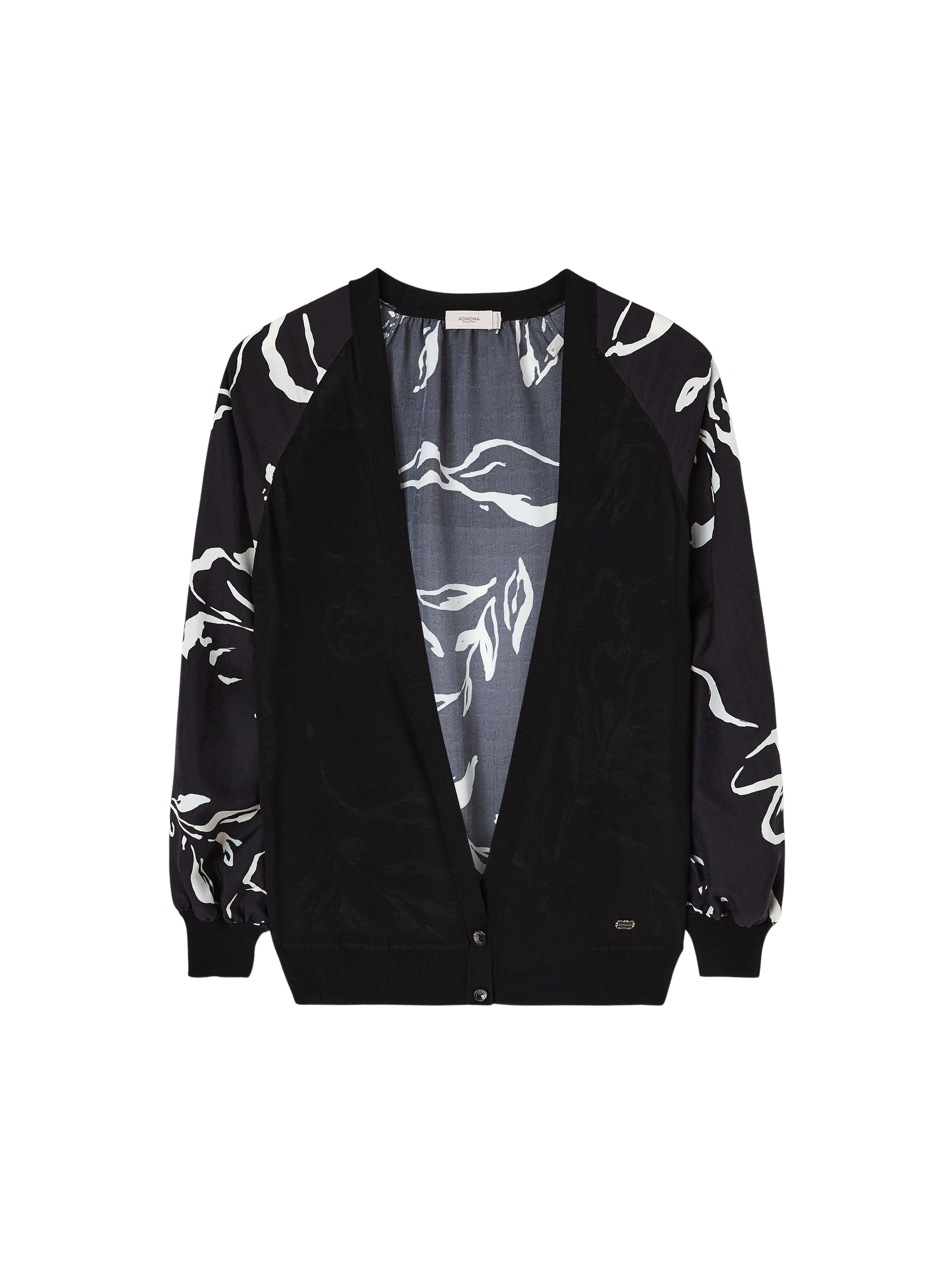 Black_1QTY // Cardigan à motif fleuri en soie - Black