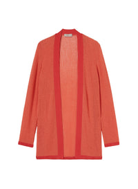 Coral_1QTY // Cardigan ajouré à motif côtelé en laine - Coral