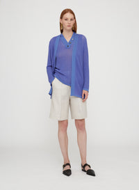 Pervinca_3QTY // Cardigan ajouré à motif côtelé en laine - Pervinca