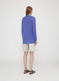 Openwork cardigan with ribbed pattern in wool - Coral