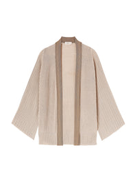 Loose-fitting ribbed silk kimono - Sand