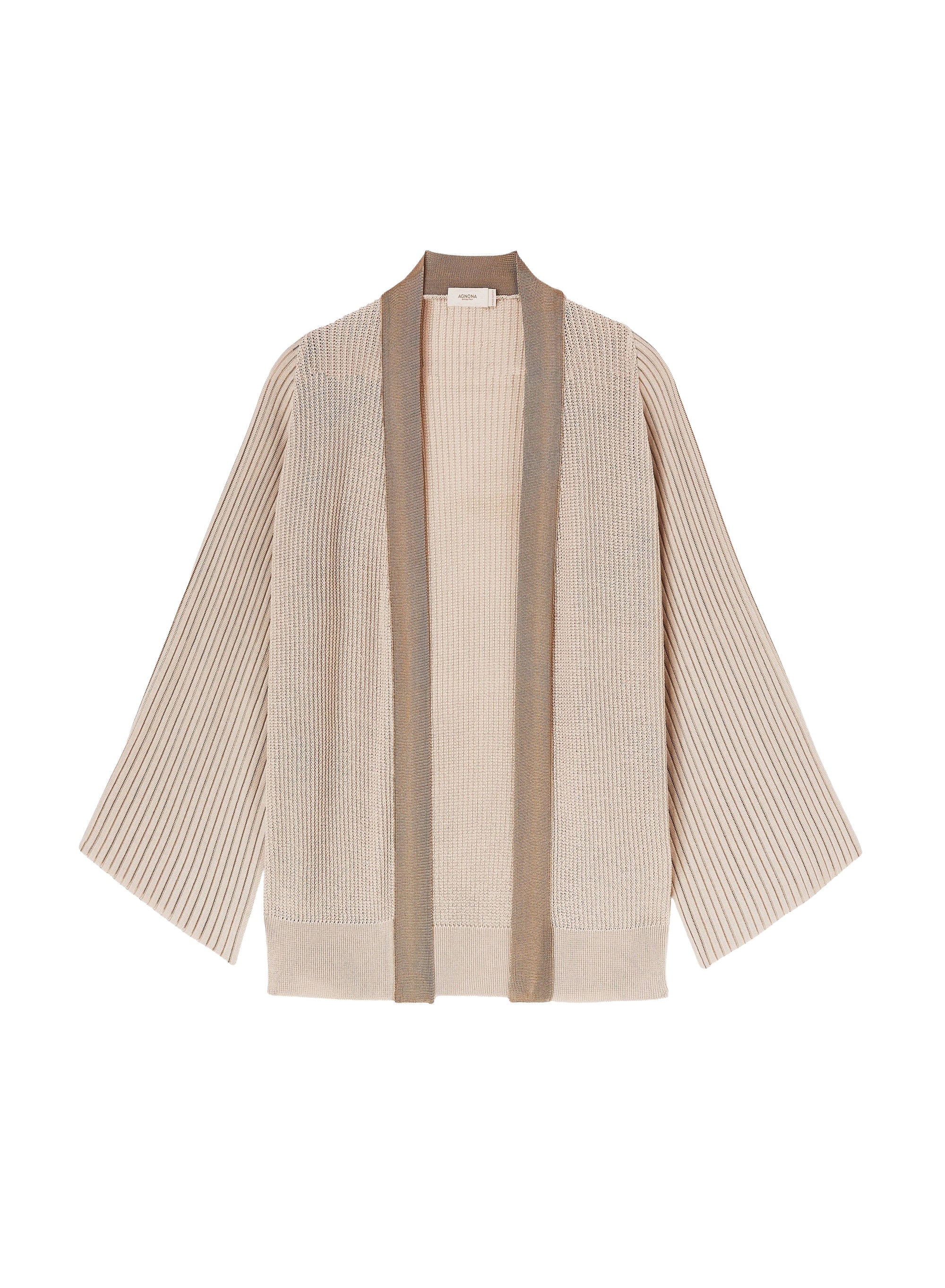 Loose-fitting ribbed silk kimono - Sand