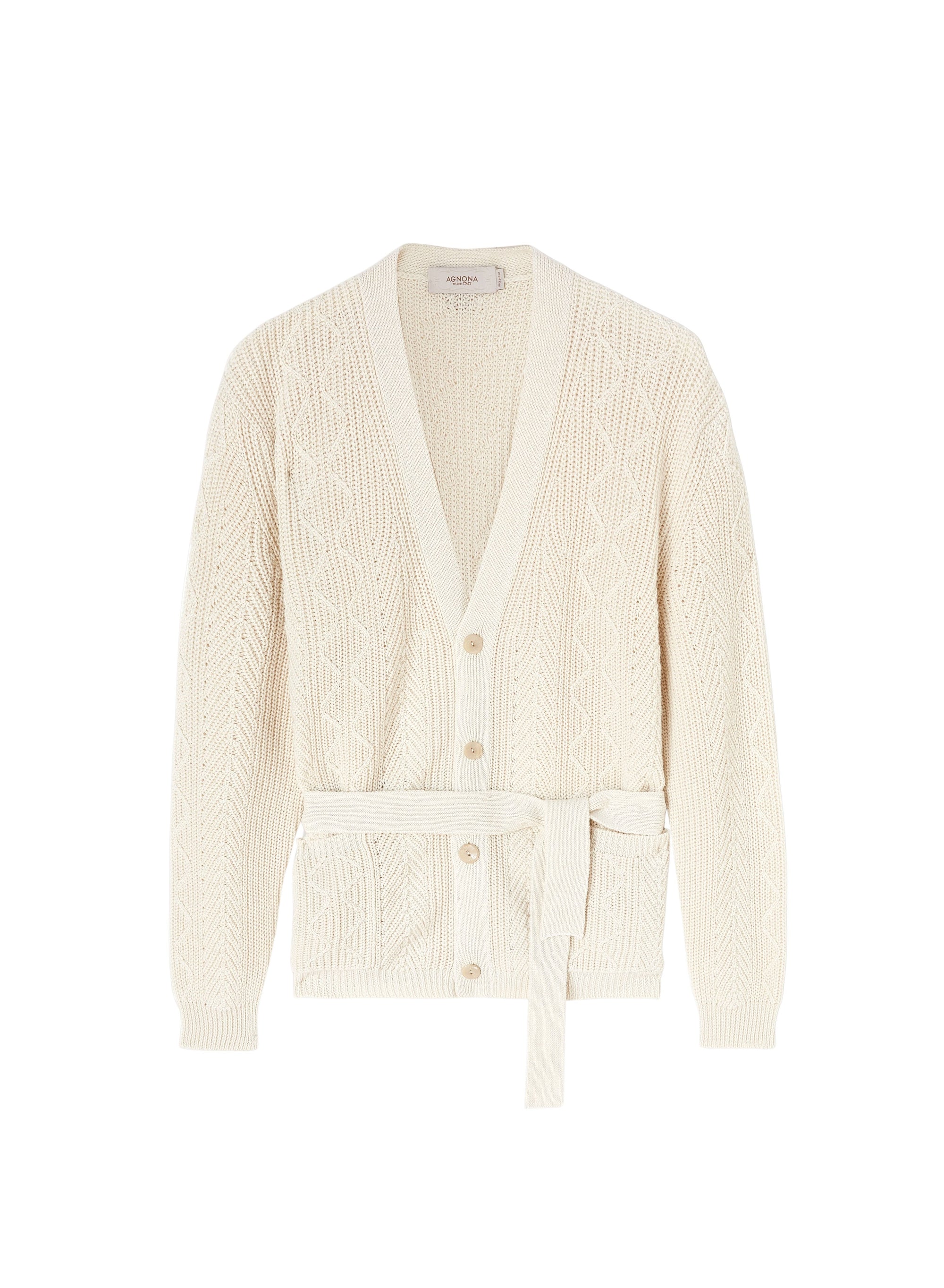 Chalk_6QTY // Cardigan à motifs torsadés en lin - Chalk