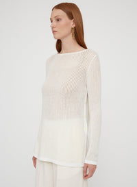 Pull à fentes latérales ajourée en laine - Romeo