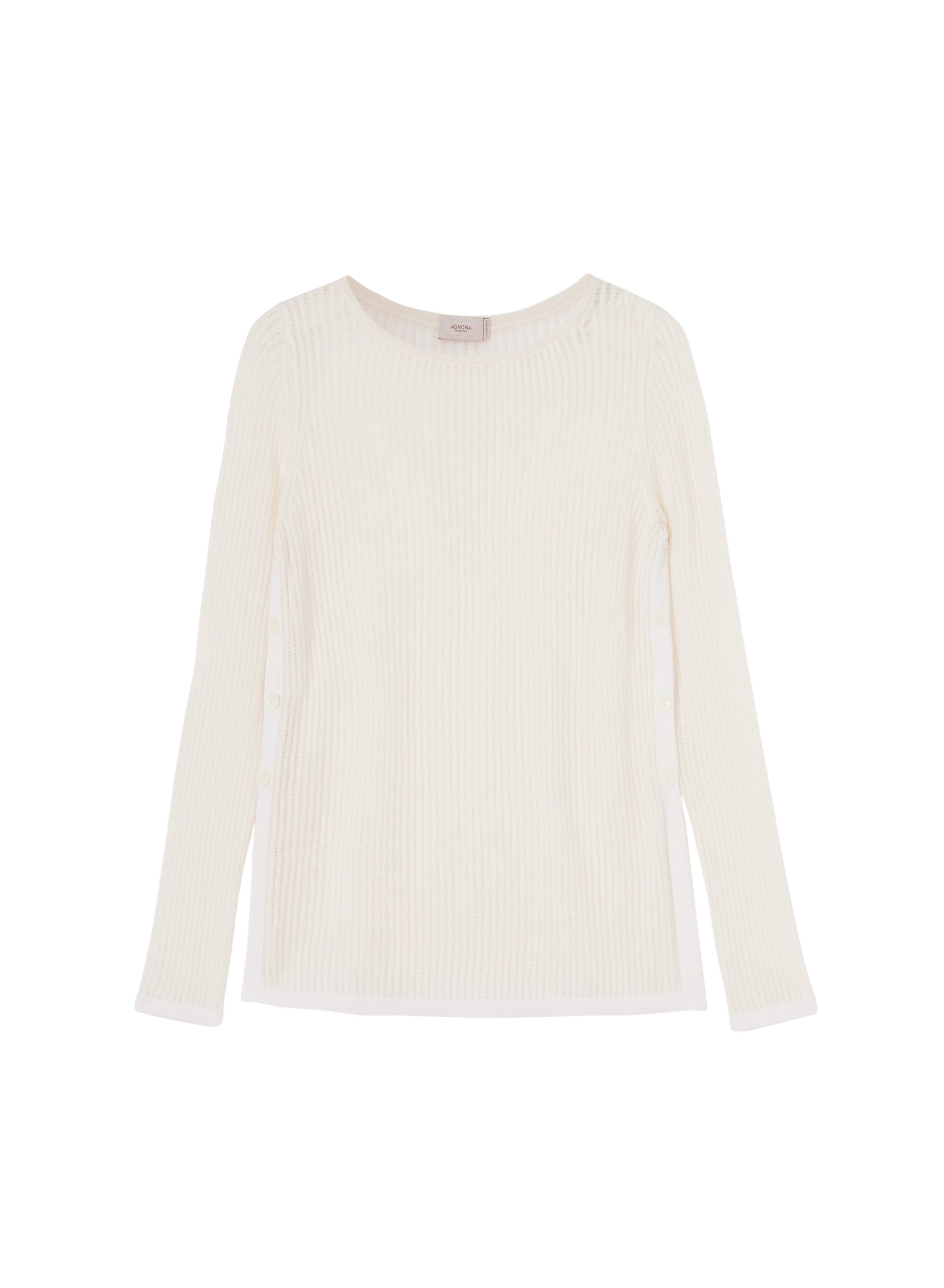 White_2QTY // Pull à fentes latérales ajourée en laine - White