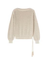 Stone_1QTY // Pull ajourée à glands décoratifs en laine - Stone