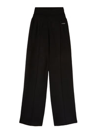 Black_2QTY // Pantalon large côtelé en soie - Black