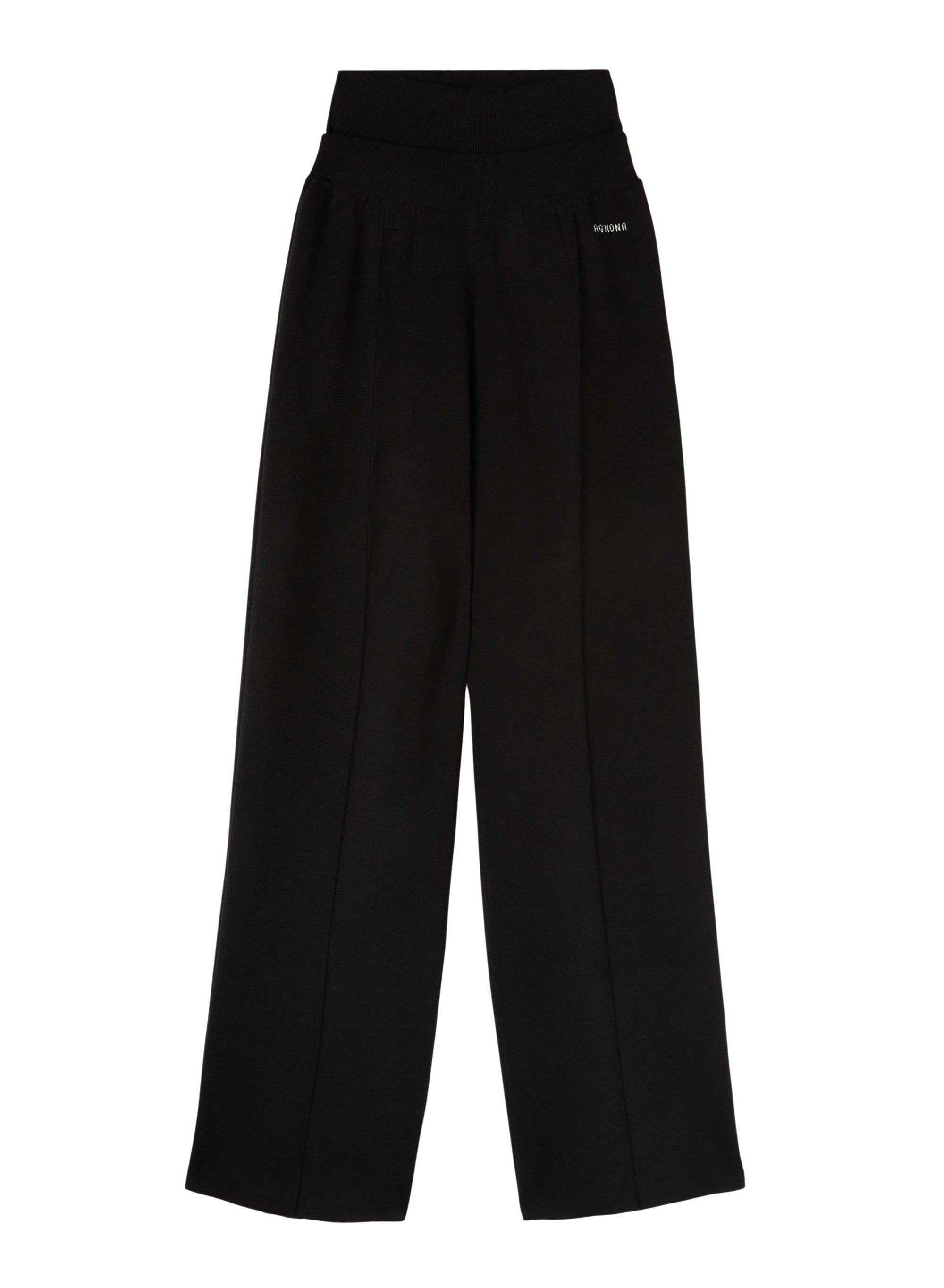 Black_2QTY // Pantalon large côtelé en soie - Black