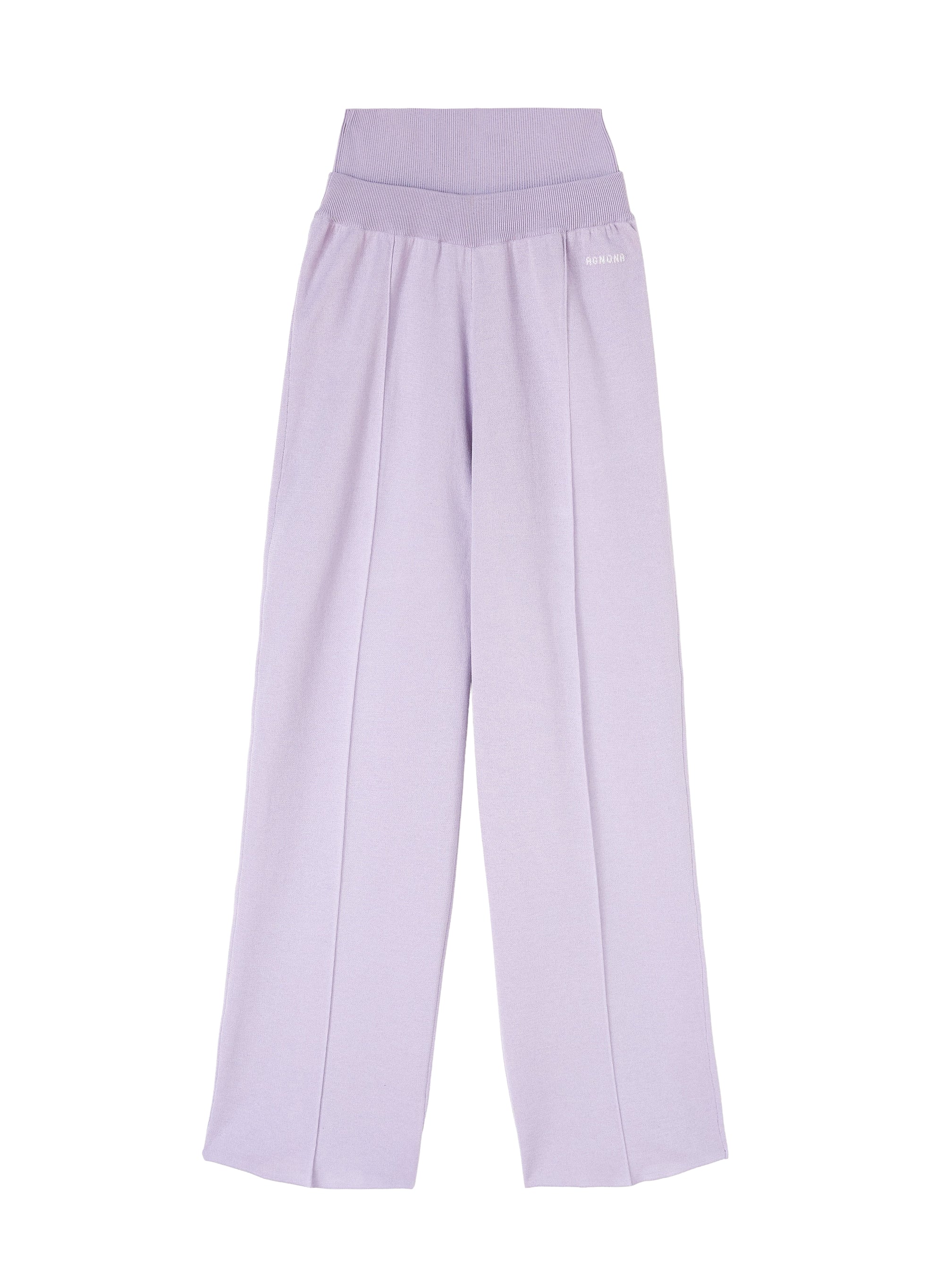 Wide silk ribbed trousers - Malva