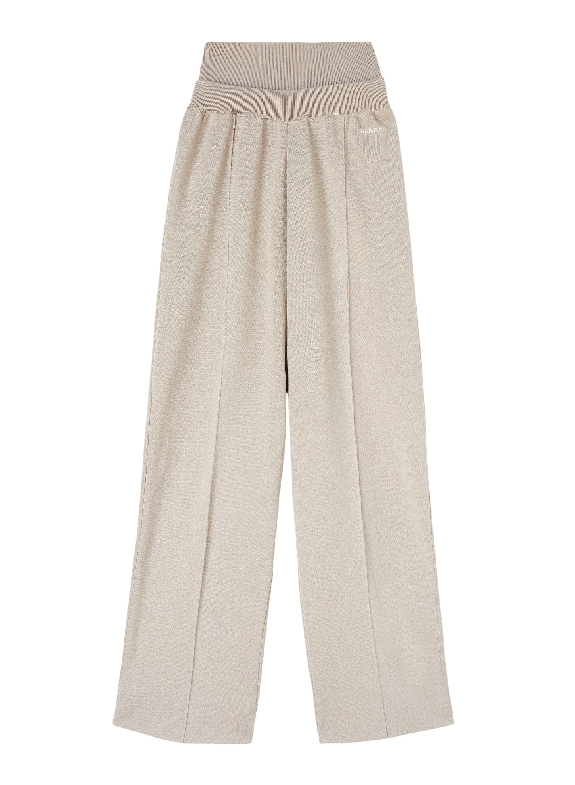 Stone_3QTY // Pantalon large côtelé en soie - Stone