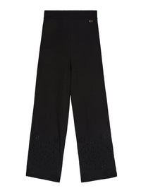 Black_3QTY // Pantalon large à ourlets ajourés en soie - Black