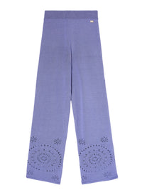 Pervinca_1QTY // Pantalon large à ourlets ajourés motif fleuri en soie - Pervinca