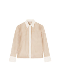 Stone_1QTY // Chemise semi-transparente à fines rayures en soie - Stone