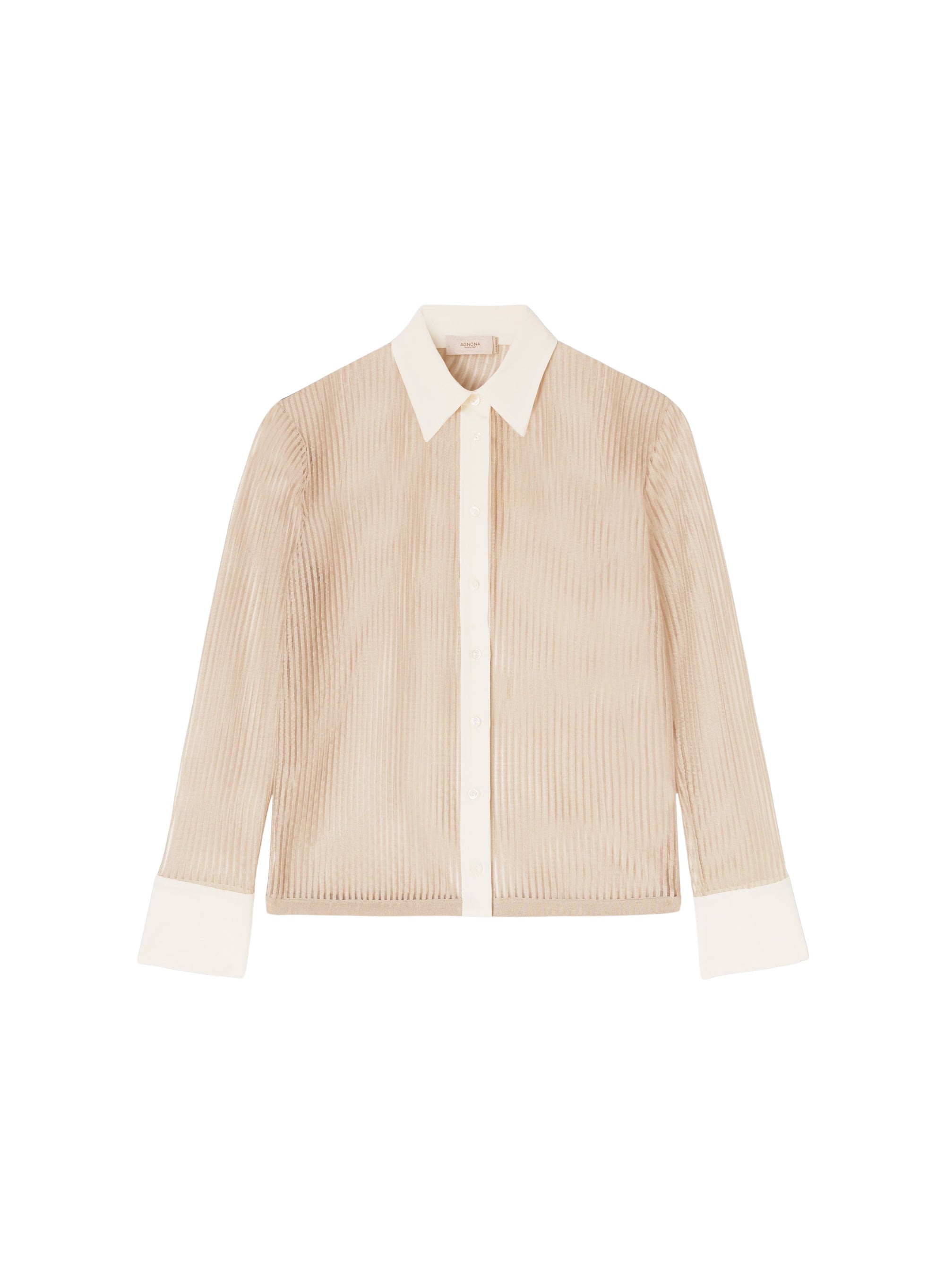 Stone_1QTY // Chemise semi-transparente à fines rayures en soie - Stone