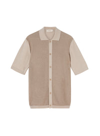 Stone & Linen_2QTY // Polo ajourée bicolore - Stone & Linen