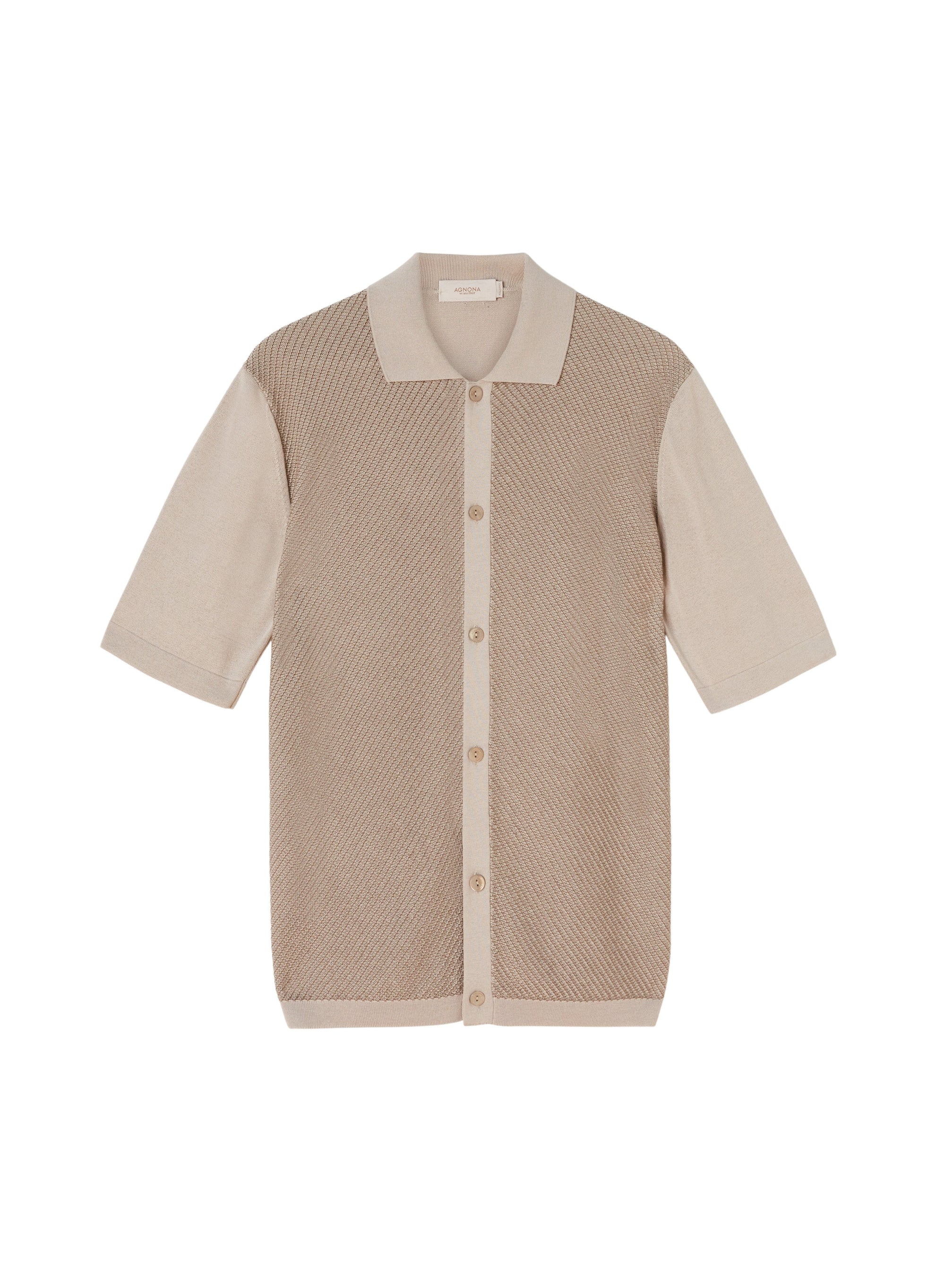 Stone & Linen_2QTY // Polo ajourée bicolore - Stone & Linen