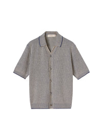 Indigo_5QTY // Chemise côtelée à manches courtes en laine - Indigo