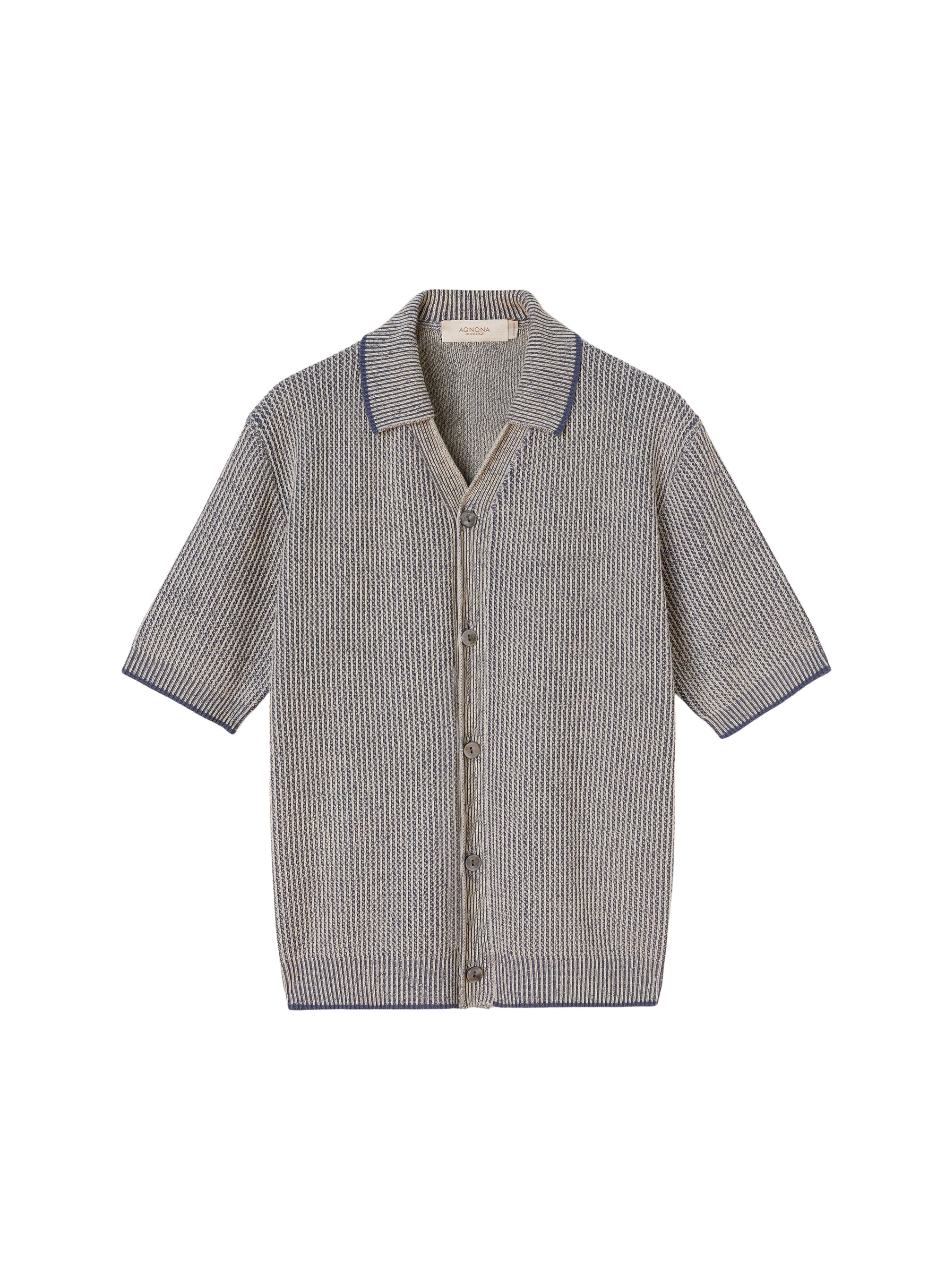 Indigo_5QTY // Chemise côtelée à manches courtes en laine - Indigo