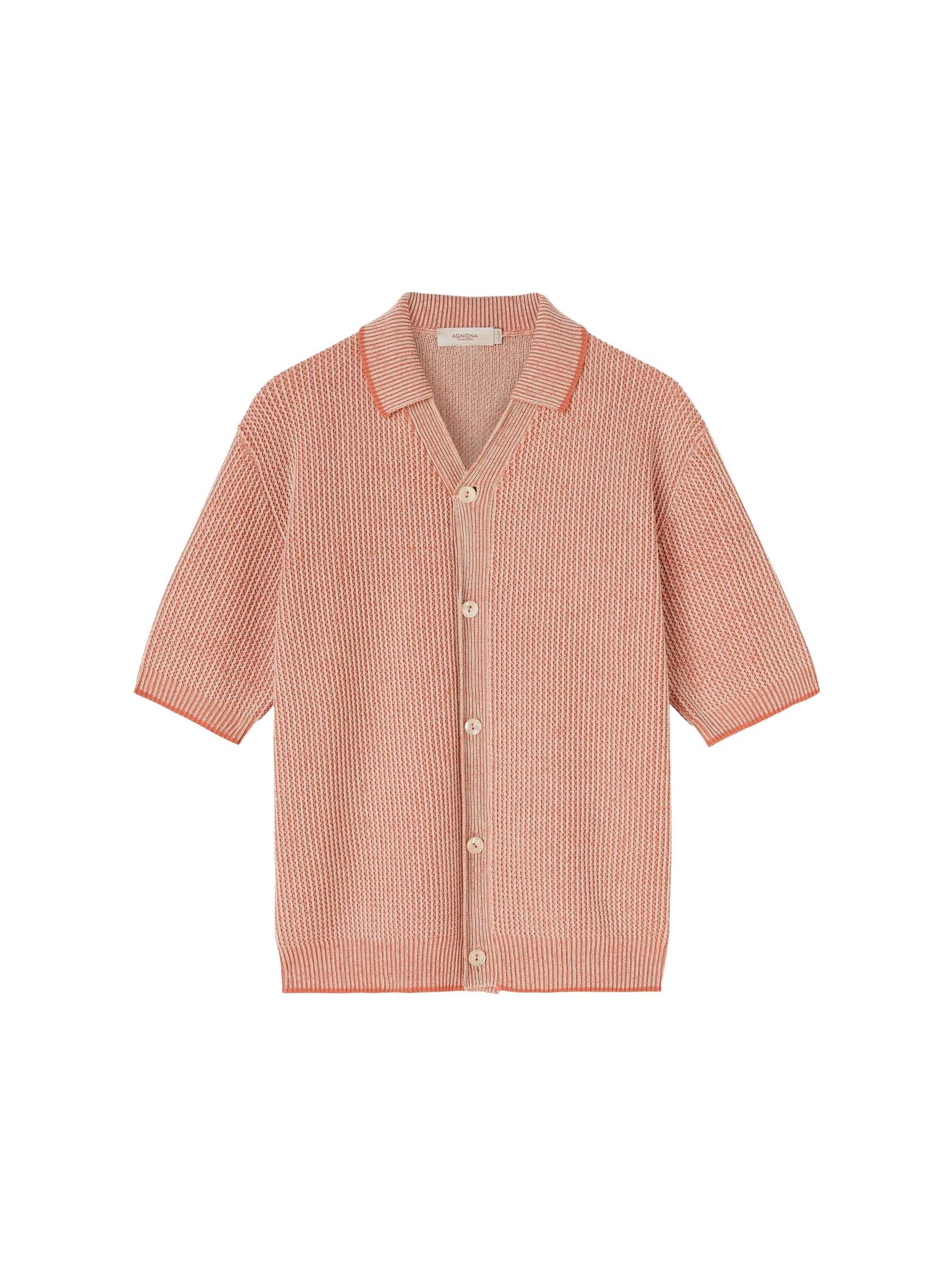 Coral_3QTY // Chemise côtelée à manches courtes en laine - Coral