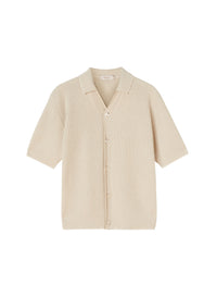 Chalk_2QTY // Chemise côtelée à manches courtes en laine - Chalk