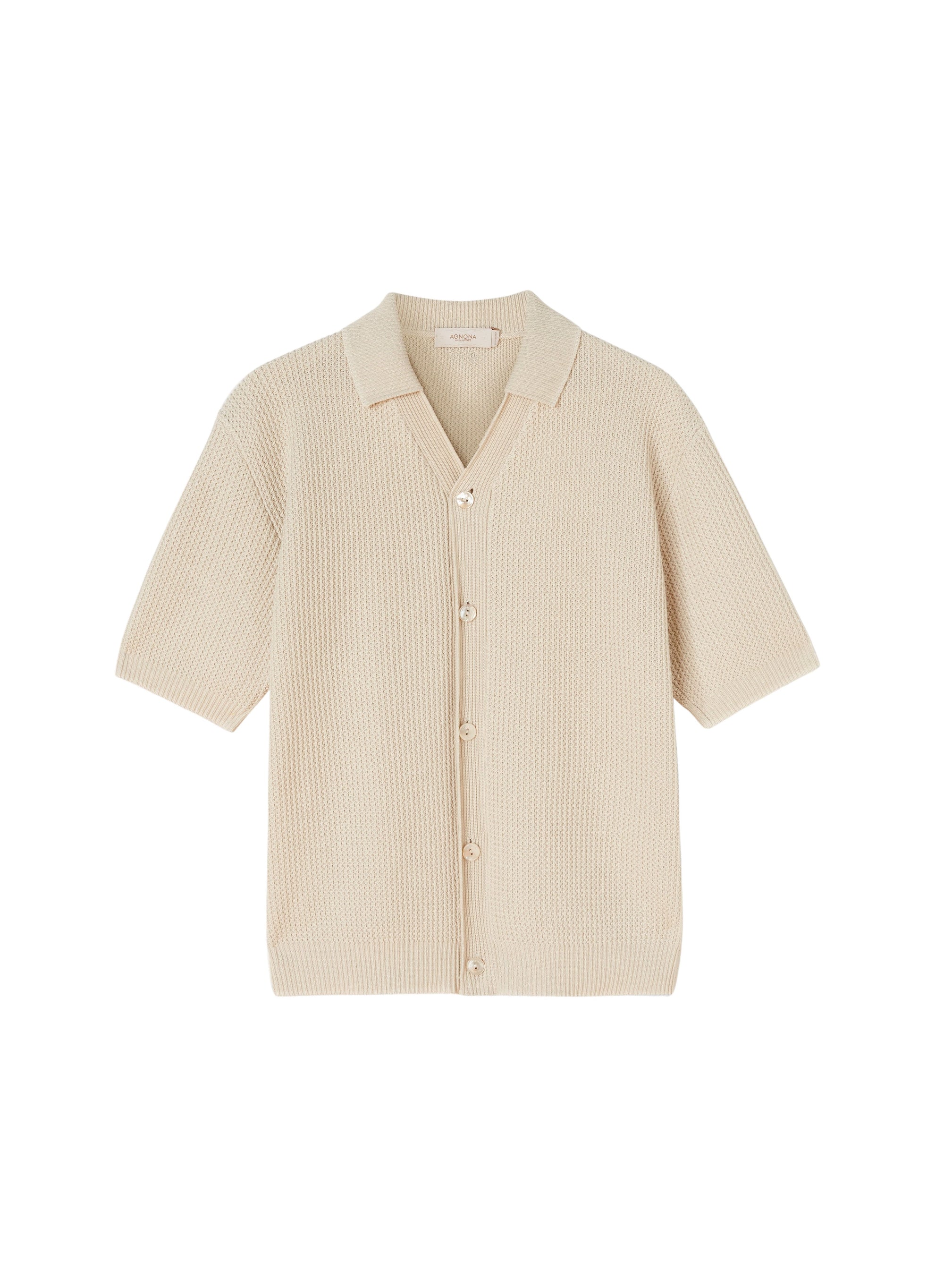 Chalk_2QTY // Chemise côtelée à manches courtes en laine - Chalk