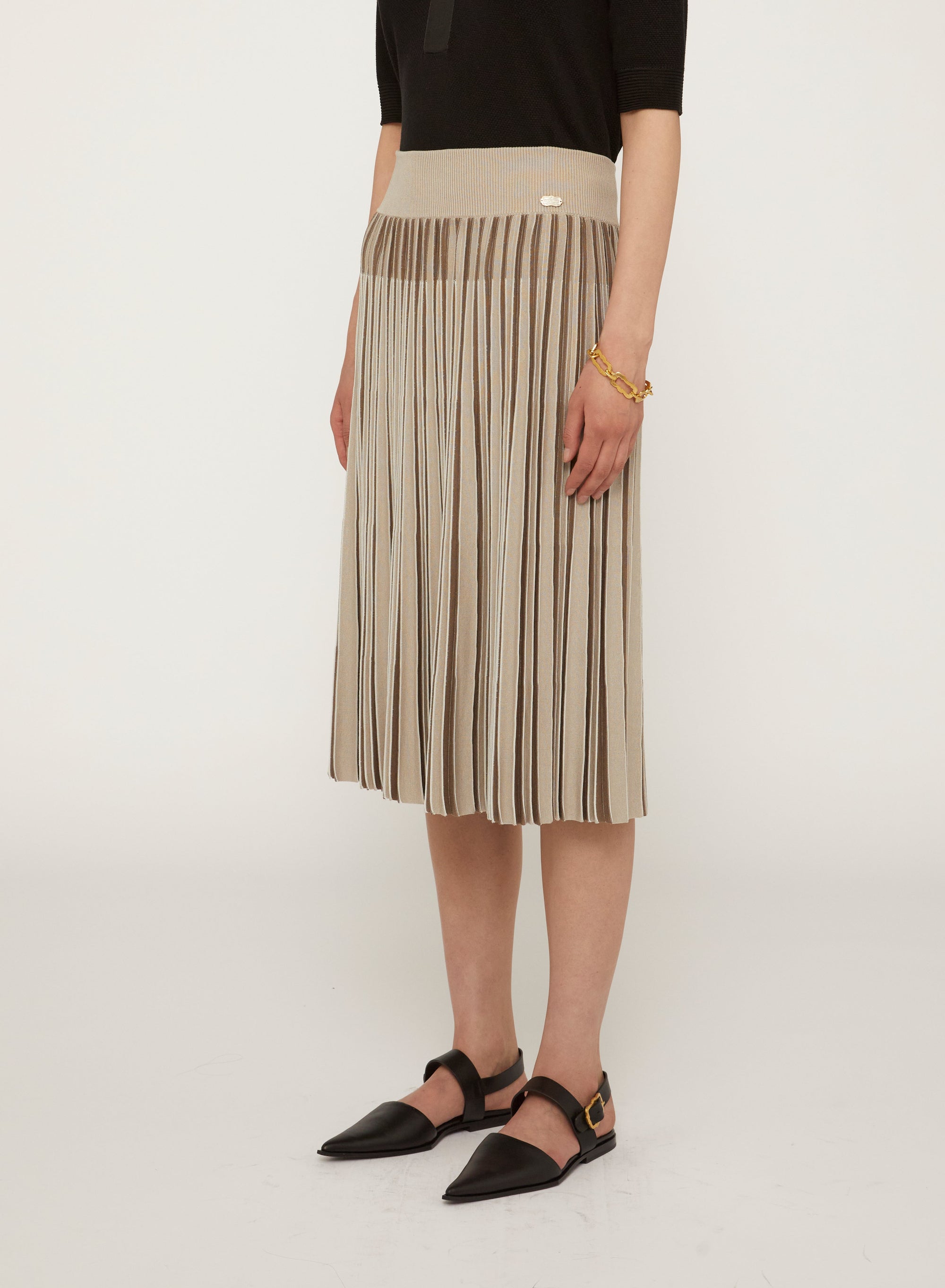 Pleated skirt with vertical stripes in silk - Siena & Antique