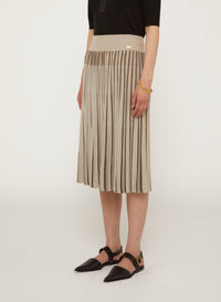 Pleated skirt with vertical silk stripes - Malva & White