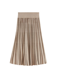 Stone & Linen_1QTY // Jupe plissée à rayures verticales en soie - Stone & Linen