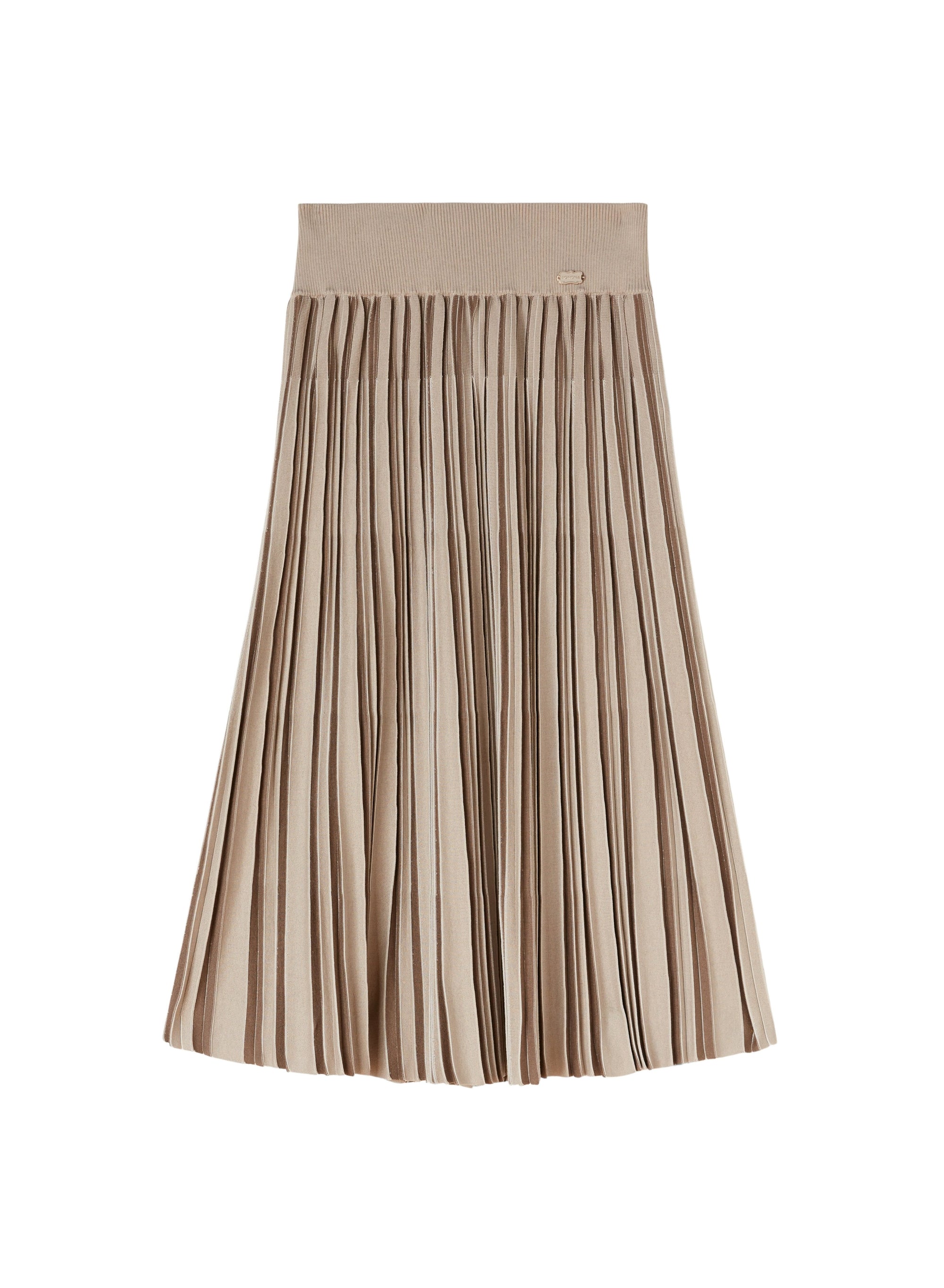 Stone & Linen_1QTY // Jupe plissée à rayures verticales en soie - Stone & Linen