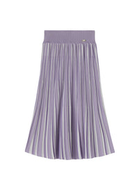 Pleated skirt with vertical silk stripes - Malva & White
