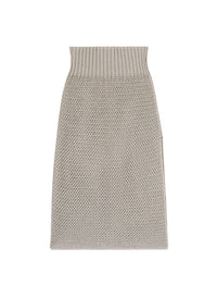 Jupe midi fendue en soie - Stone