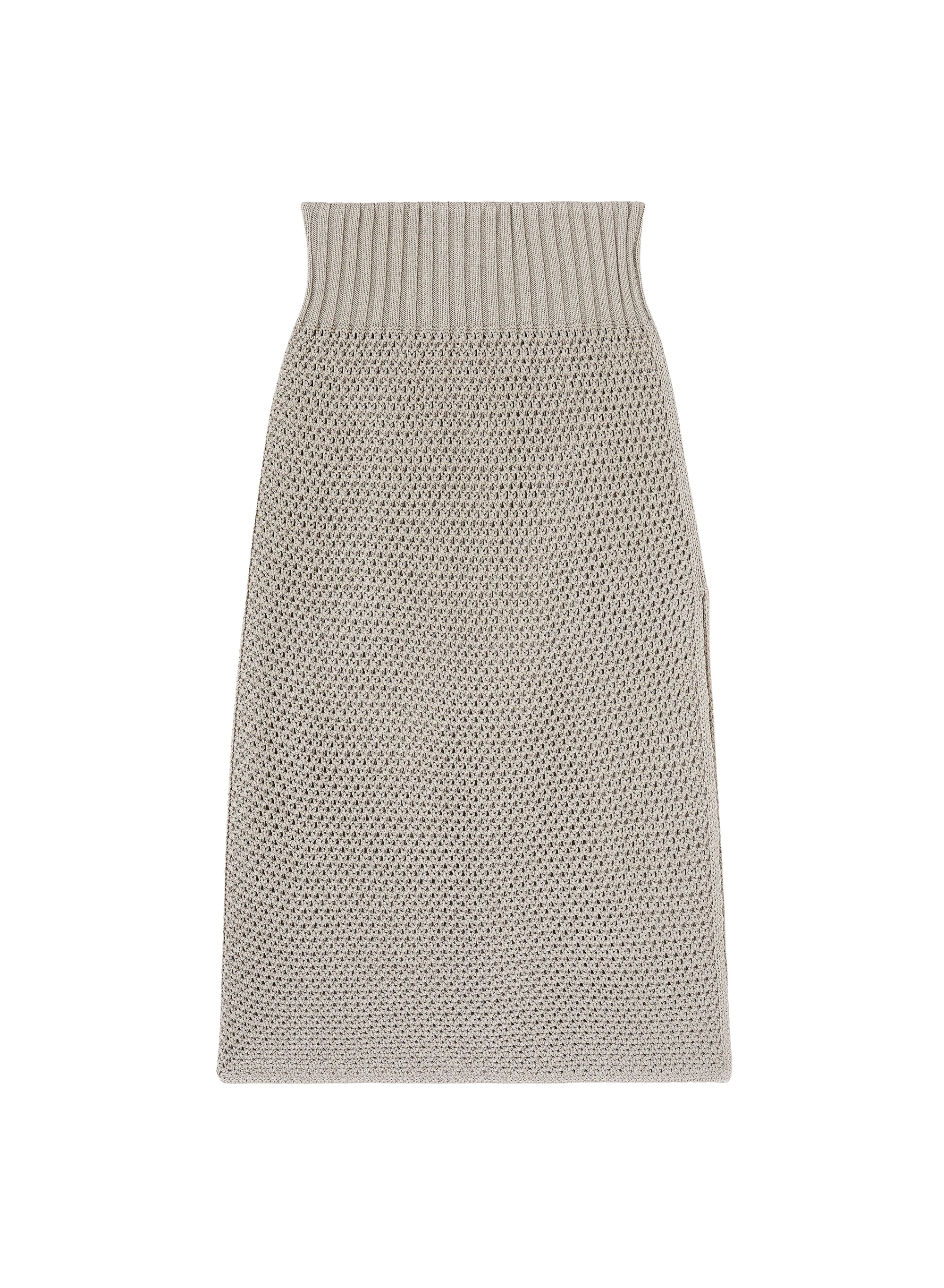 Jupe midi fendue en soie - Stone