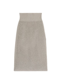 Stone_3QTY // Jupe midi fendue en soie - Stone