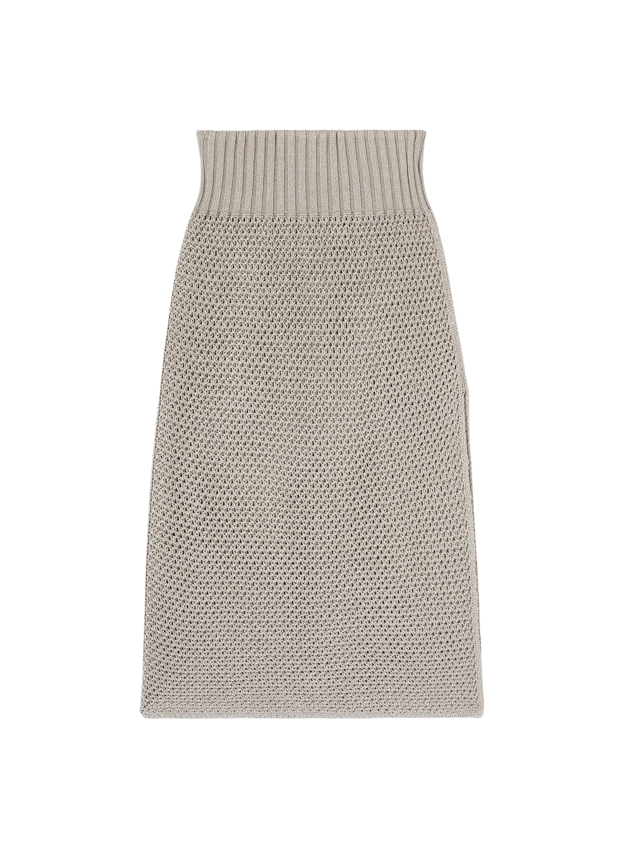 Stone_3QTY // Jupe midi fendue en soie - Stone