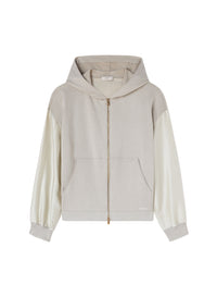 Stone_1QTY // Gilet zippé et manches satinées en soie - Stone