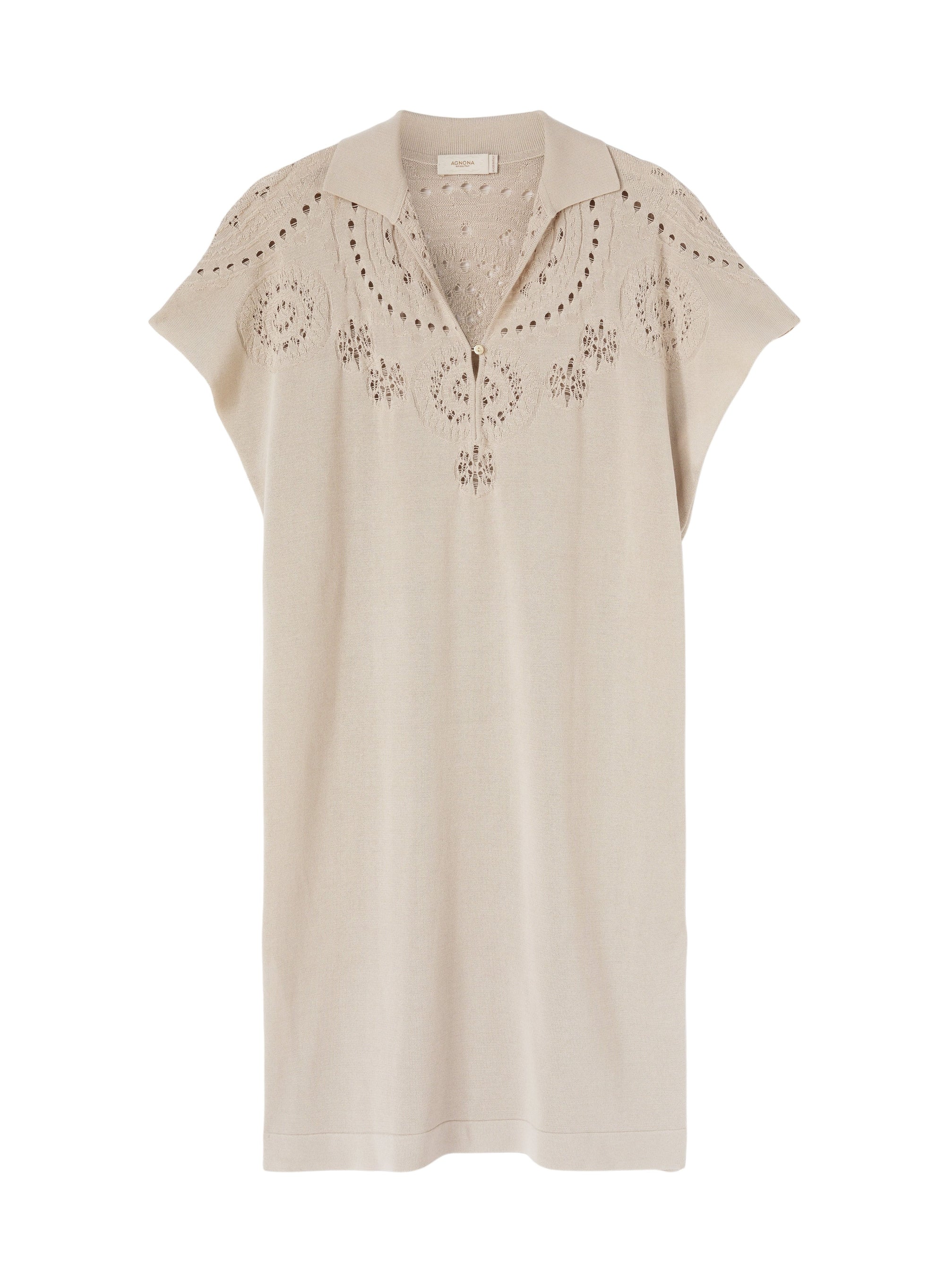 Sand_1QTY // Caftan à motifs ajourés en soie - Sand