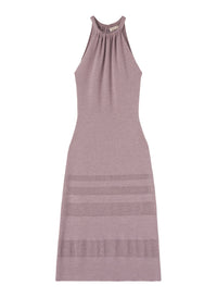 Glicine_3QTY // Robe midi à fronces et bandes ajourées en laine - Glicine