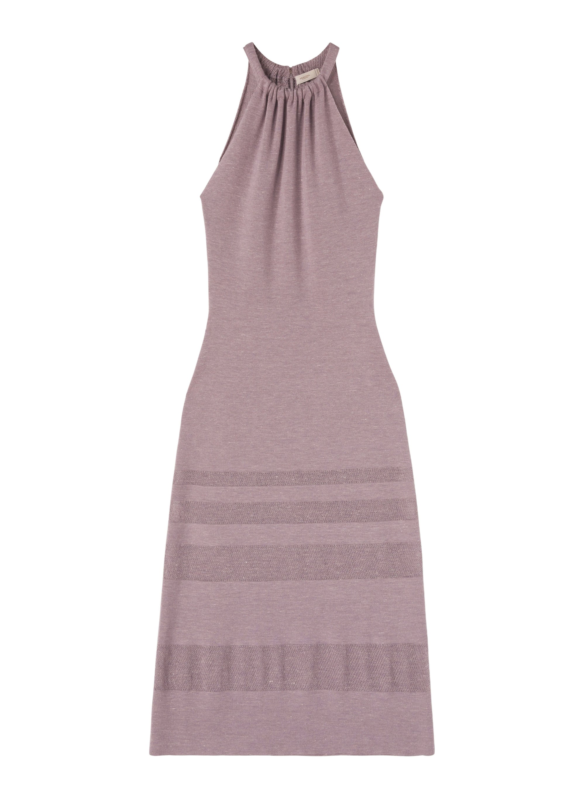 Glicine_3QTY // Robe midi à fronces et bandes ajourées en laine - Glicine