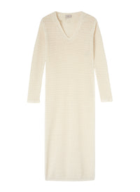 White_6QTY // Robe ajourée à bords côtelés en laine - White