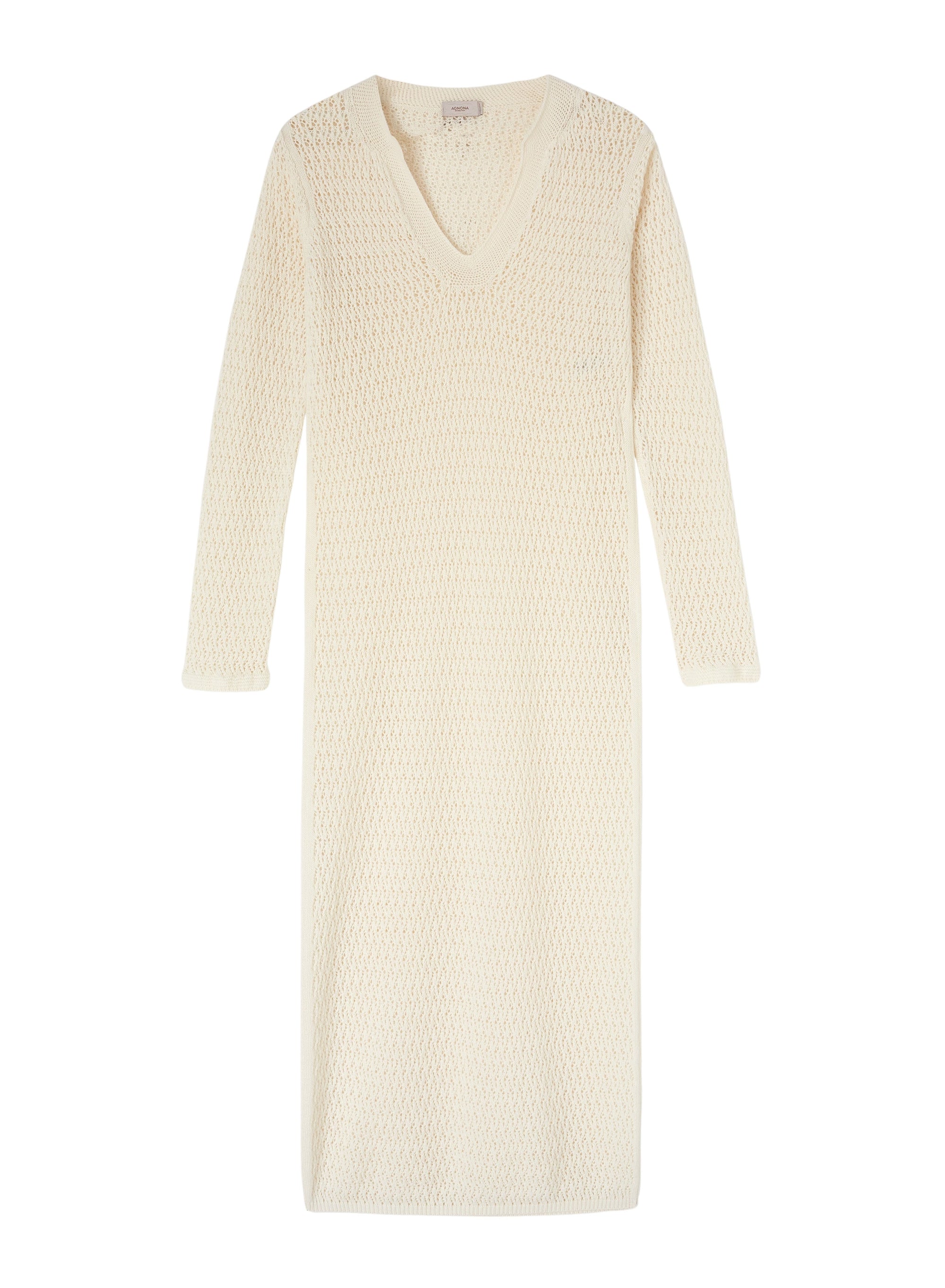 White_6QTY // Robe ajourée à bords côtelés en laine - White