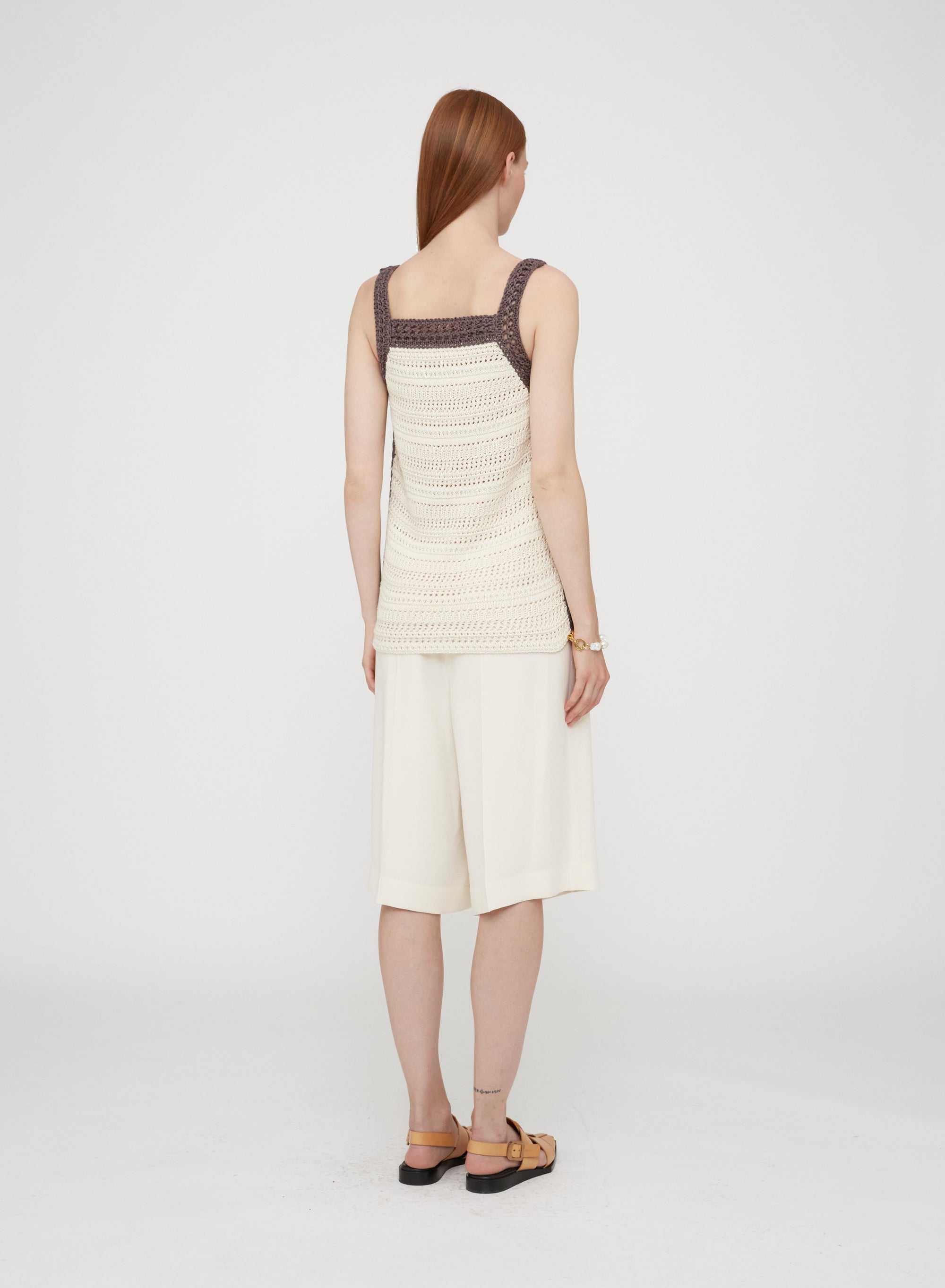 Openwork silk tank top - Glicine