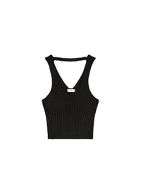 Black_2QTY // Débardeur court à maille tressée en soie - Black