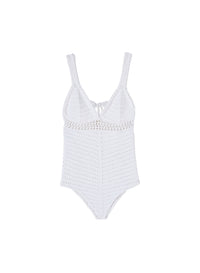 Openwork crochet swimming costume - White