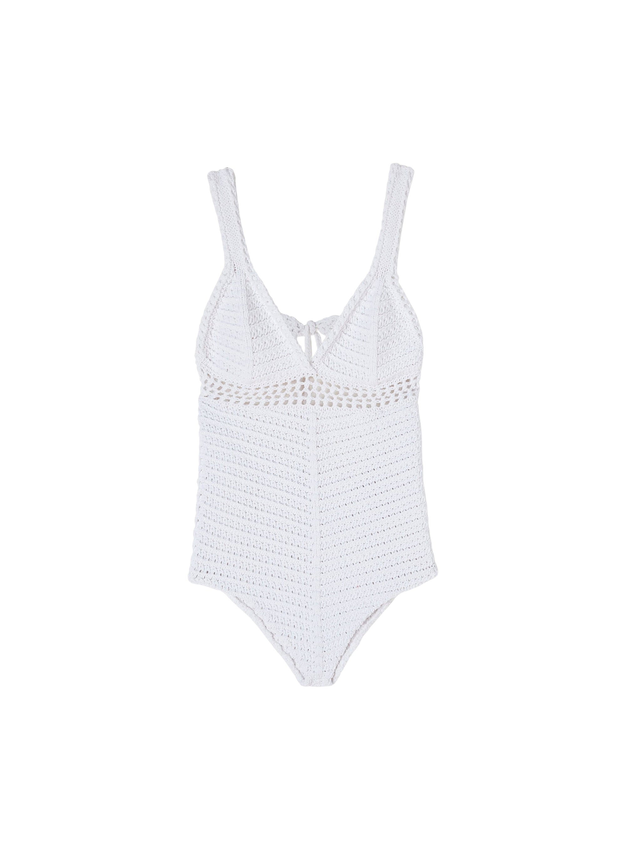 Openwork crochet swimming costume - White