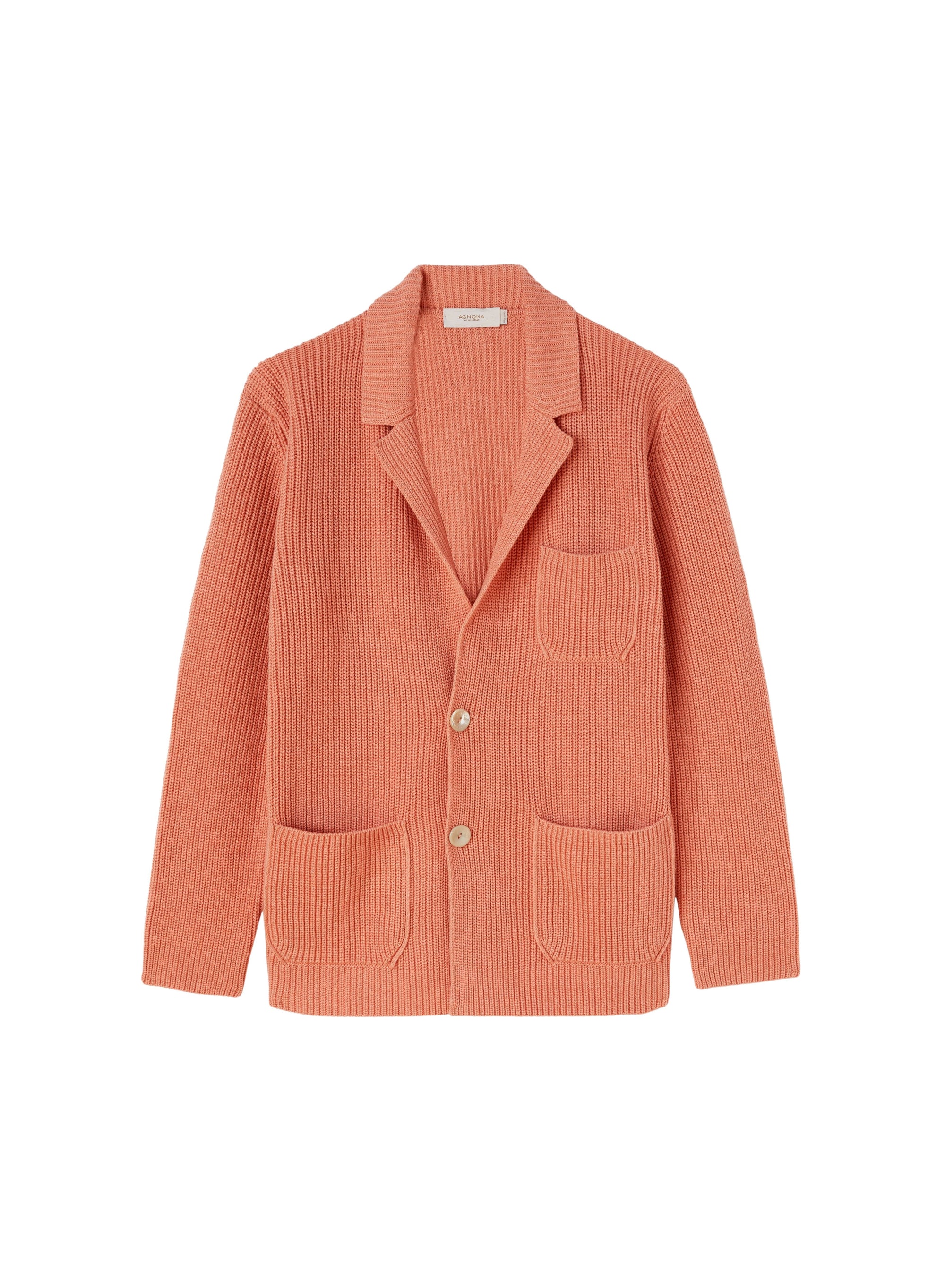 Coral_1QTY // Cardigan style blazer à maille côtelée - Coral