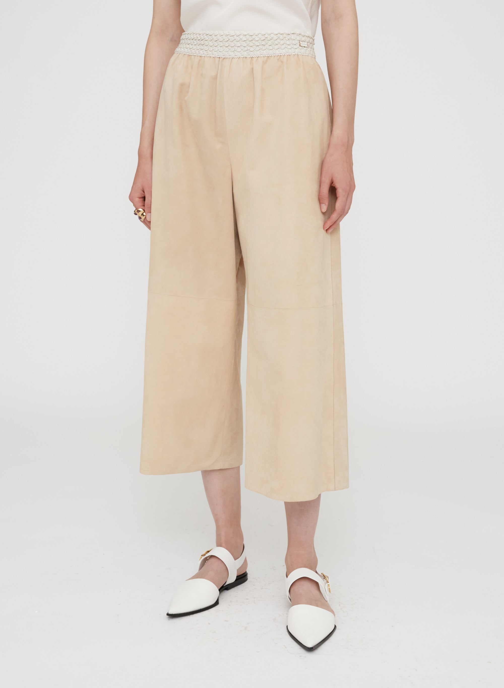 Chalk_5QTY // Pantalon court à couple ample - Chalk