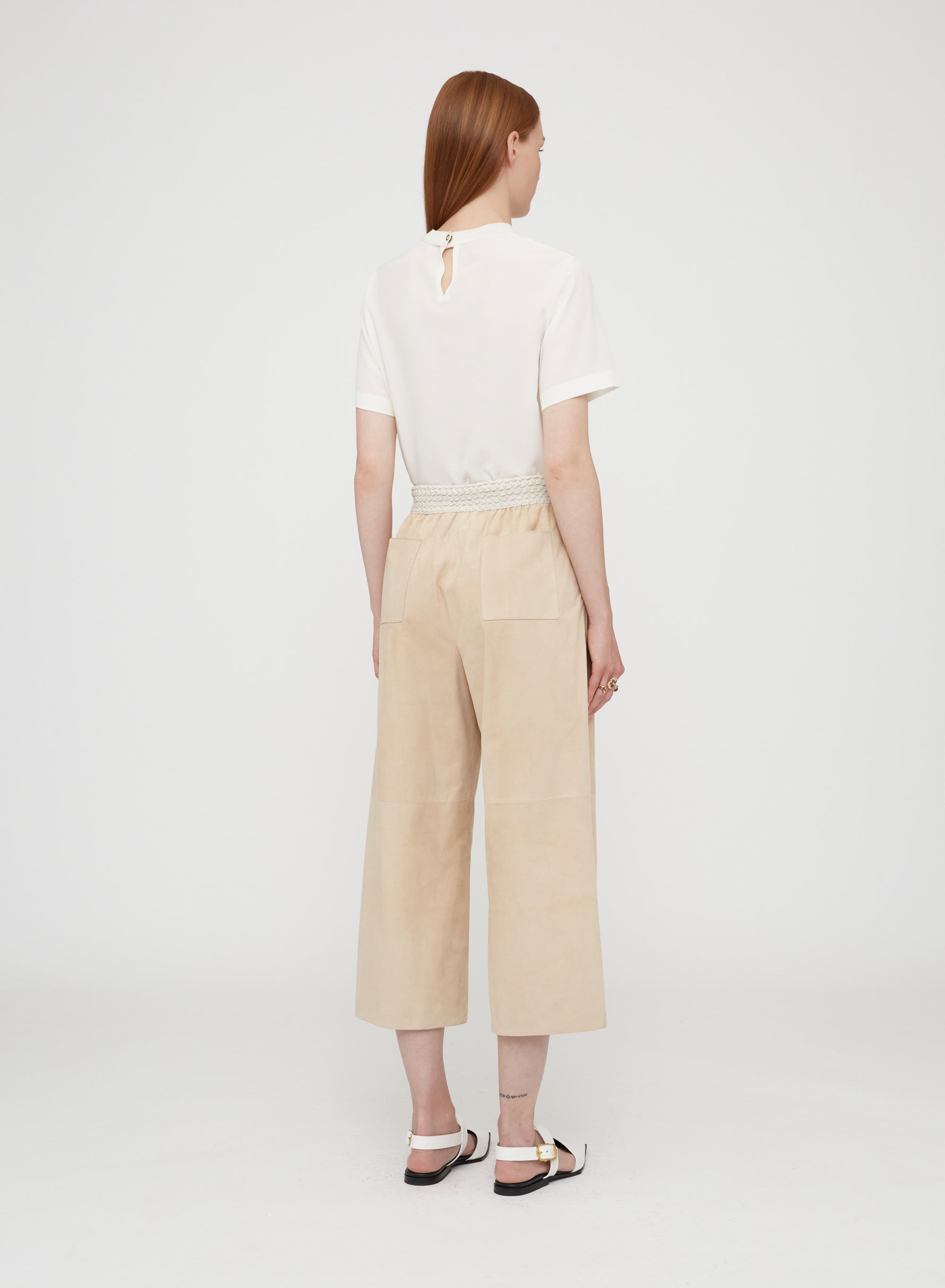 Chalk_5QTY // Pantalon court à couple ample - Chalk