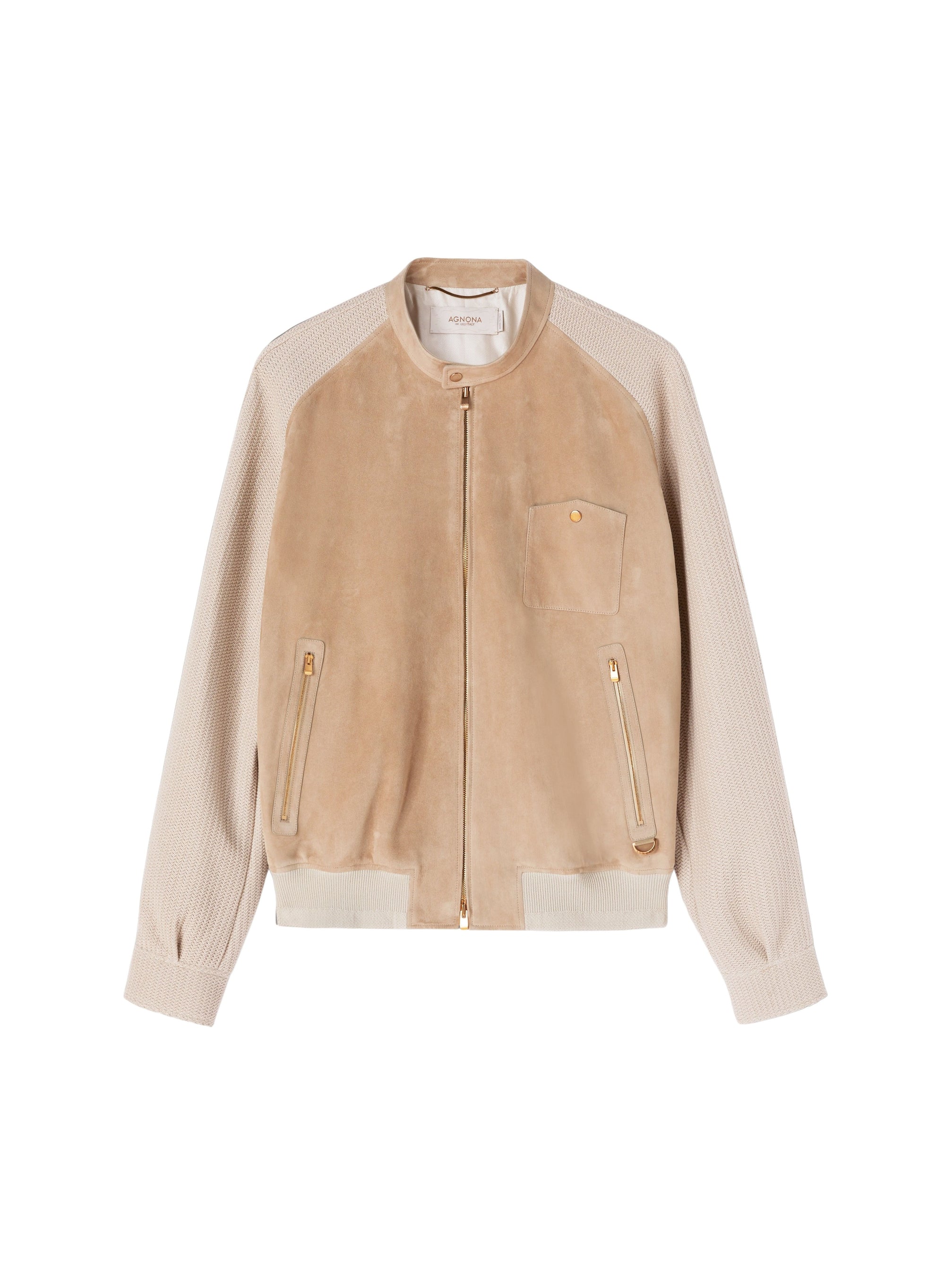Stone_2QTY // Bomber zippé en daim - Stone