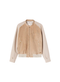 Suede zip bomber - Stone