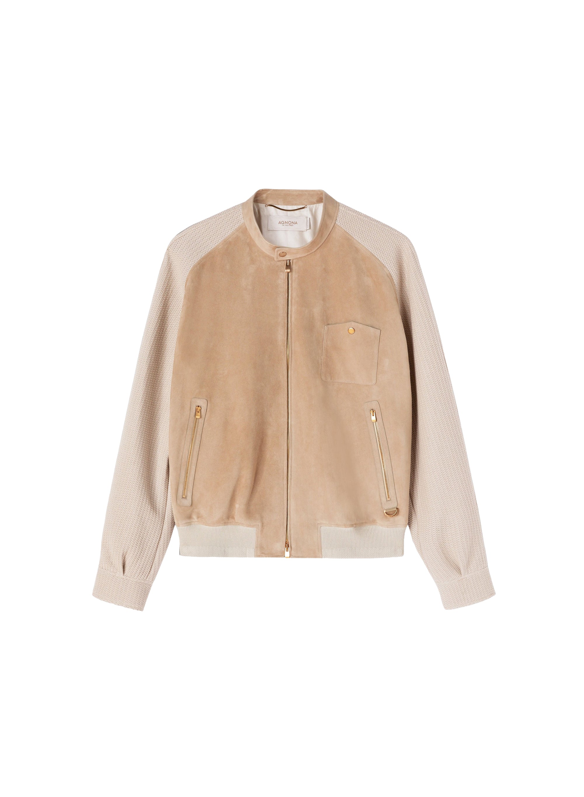 Suede zip bomber - Stone